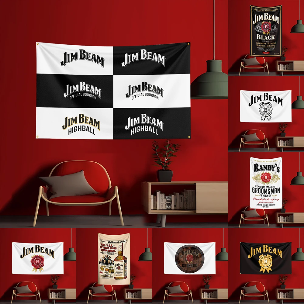 Wine Beer Garden - 90X150CM ウイスキー-J-jim ビームス旗 ポリエステル製プリントアルコールワインバナー 装飾用ガーデン飲料ラムビール旗