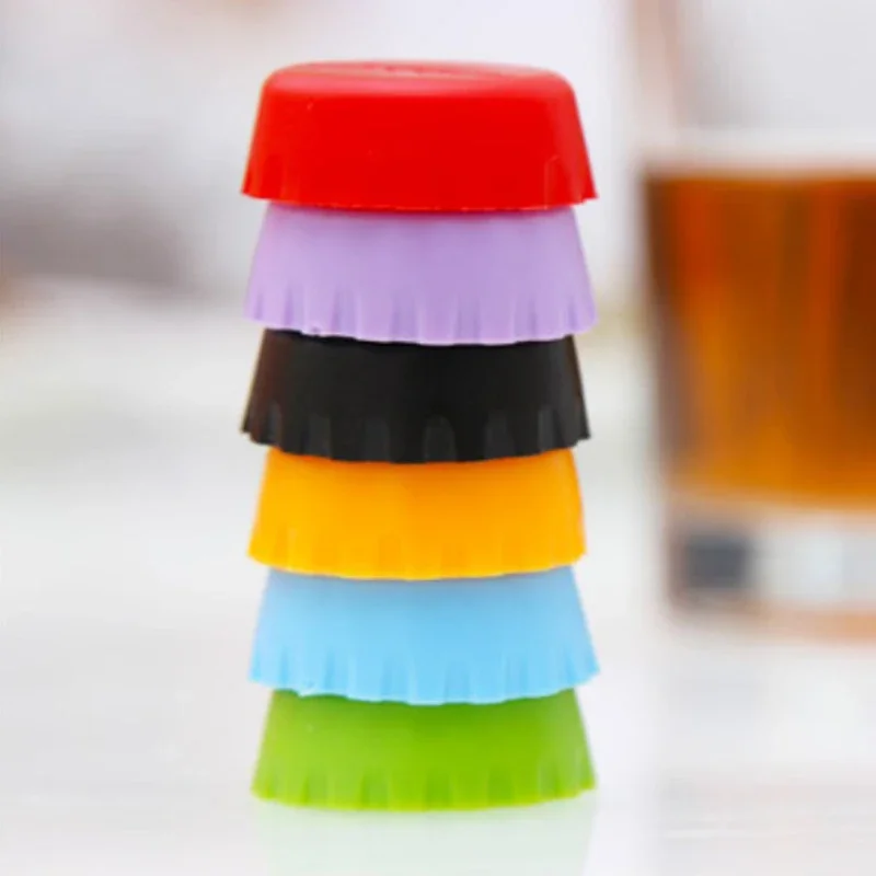 キャンディーカラーのシリコンビールボトルキャップ、6個/12 - Wine Beer Garden のレビューと価格